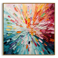 "Chromatic Burst" – Radiant Impasto Abstract Explosion Oil Painting | Modern Dynamic Statement Wall Art #PT529