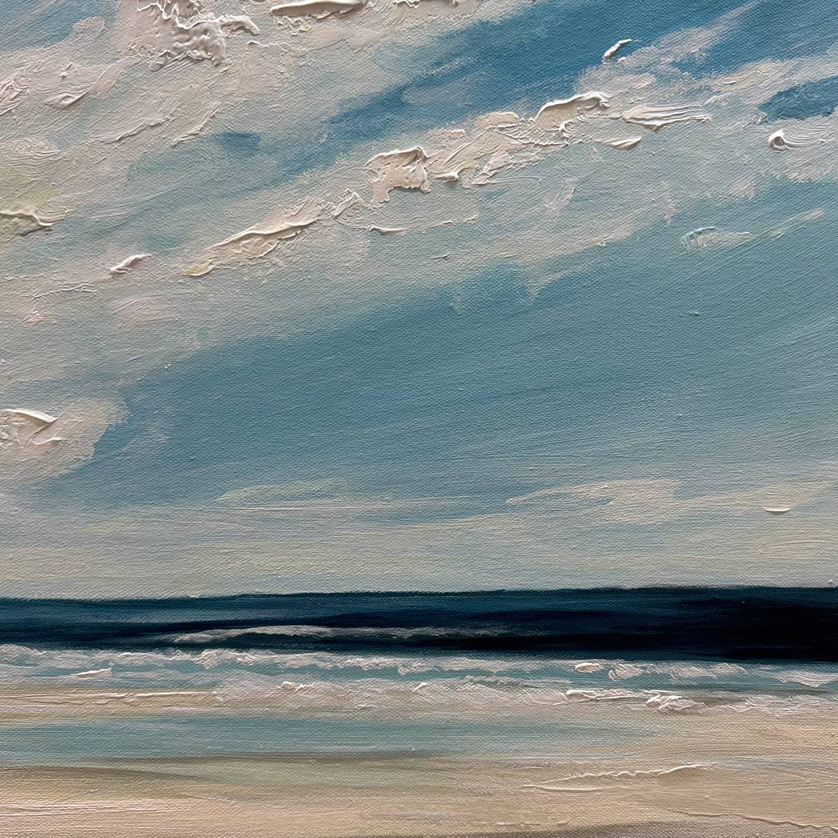 "Salty Horizon" – Panoramic Impressionist Coastal Oil Painting | Modern Minimalist Seascape Wall Art#LC109