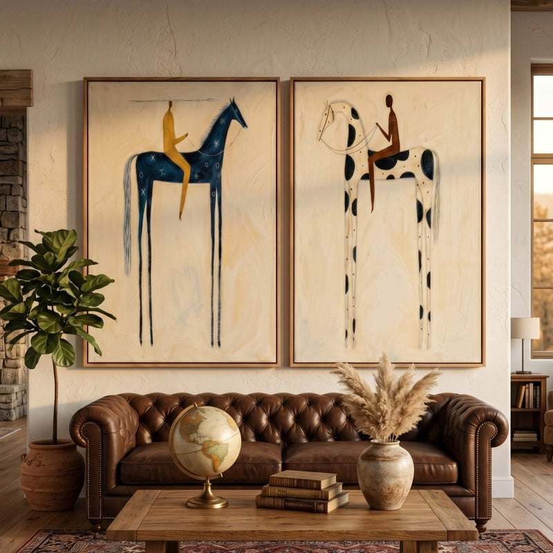 "Twin Nocturnes" - Modern Heavy Impasto Abstract Artwork | Golden Palette Knife Painting | Luxury Two-Panel Vertical Wall Art #PT 2598