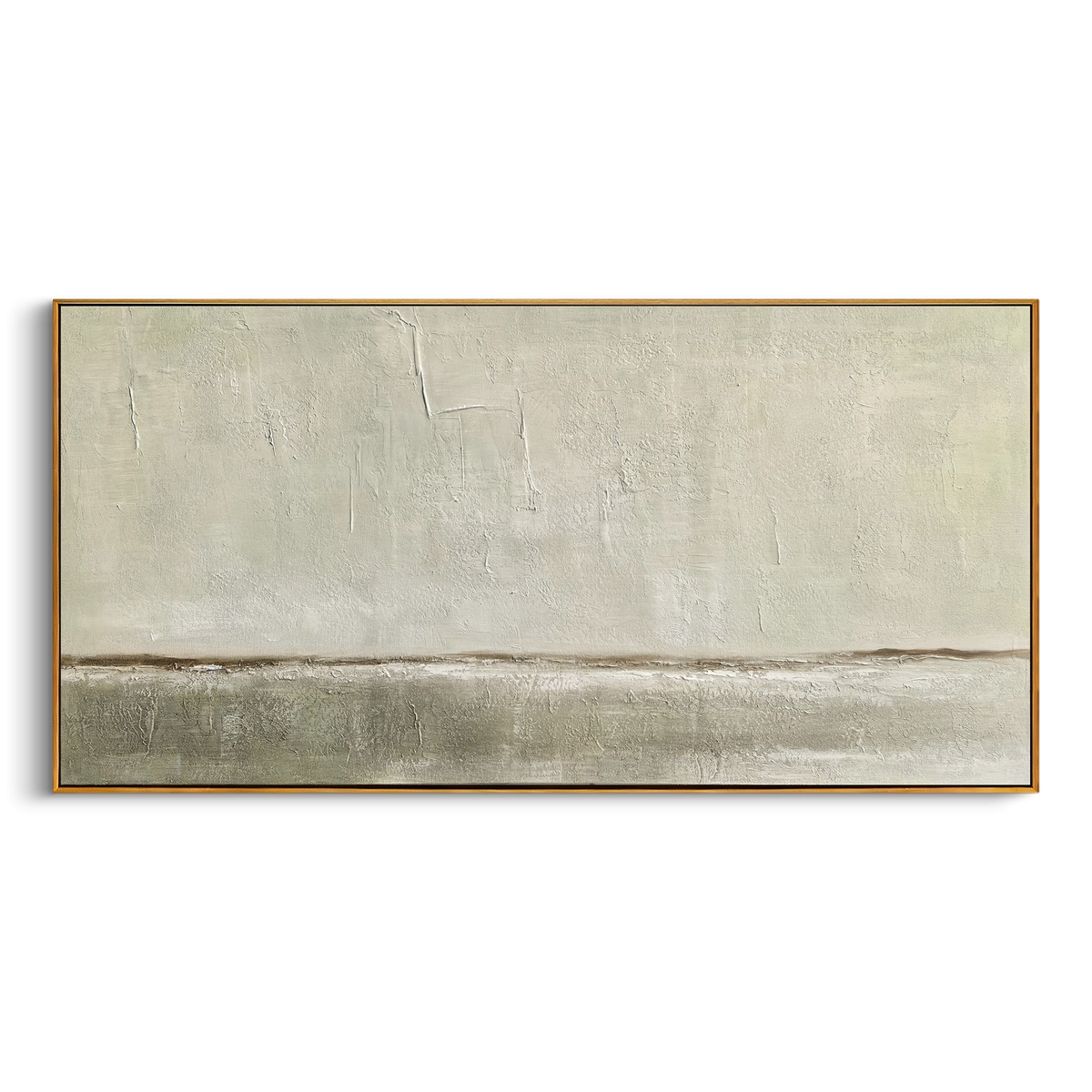 "Soft Grey Panorama" - Minimal Wabi-Sabi Abstract Painting | Grey Panoramic Canvas Art | Luxury Horizontal Wall Art #WS 193