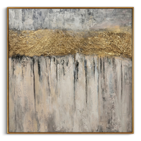"Golden Crevice" – Luxury 3D Sculptural Gold Leaf Relief | Modern Wabi-Sabi Grey Texture Mansion Statement Art#WS 219