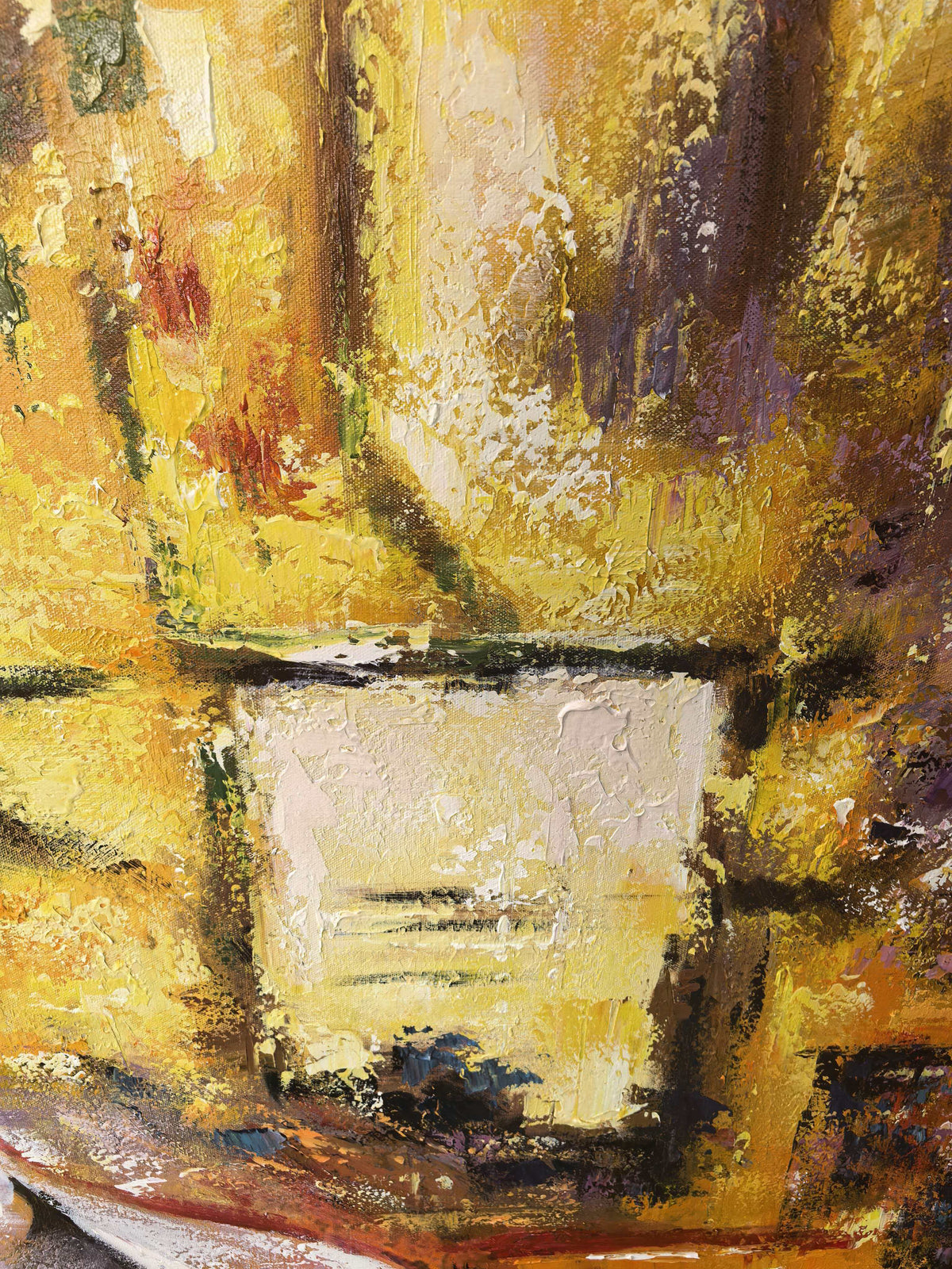 "Amber Morning" – Modern Impressionist Golden Abstract | Luxury Statement Texture Art for Mansion Living Room #AB1018