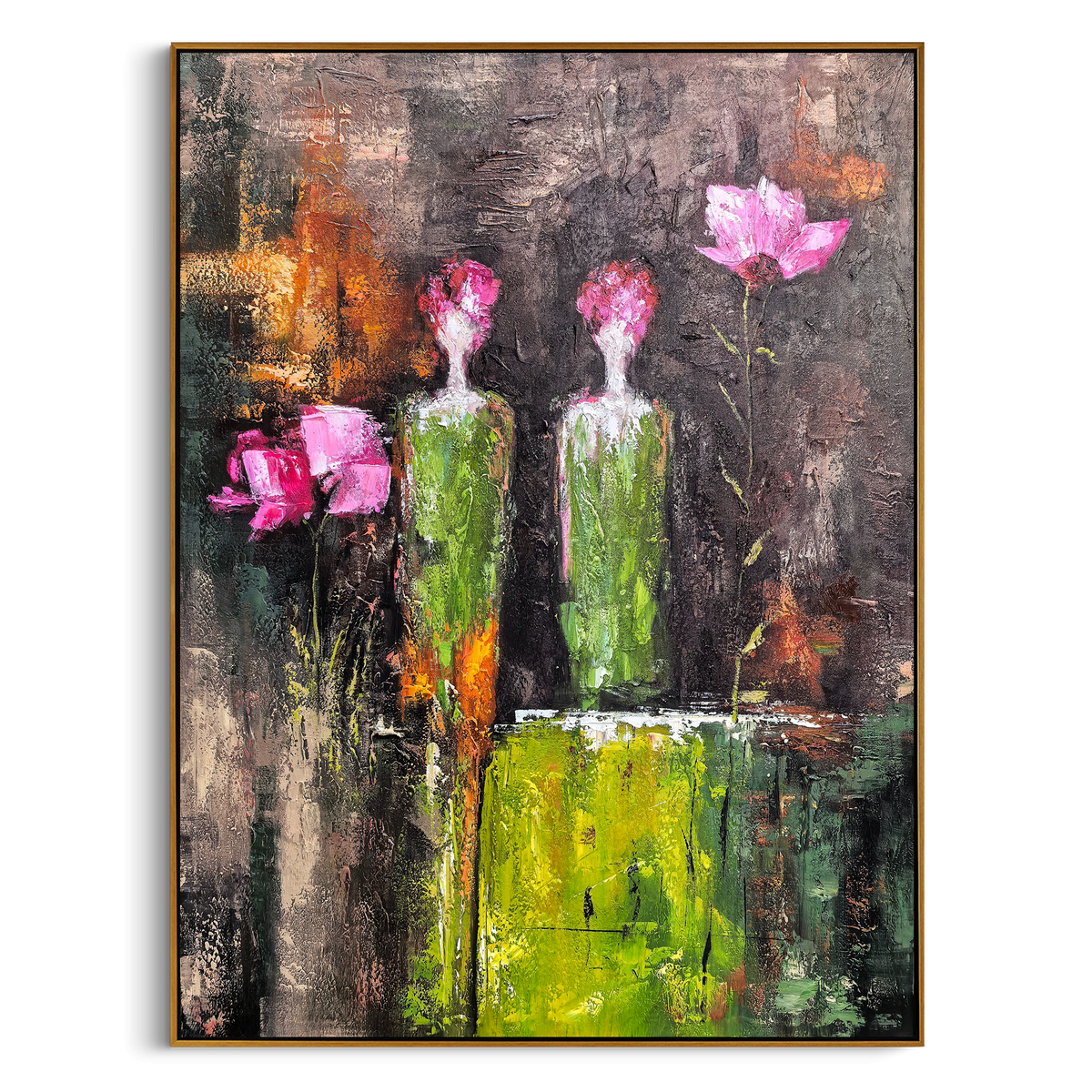 "Valley Echoes" – Neo-Expressionist Heavy Impasto Abstract | Moody Dark Green Textured Gallery Art #PE464
