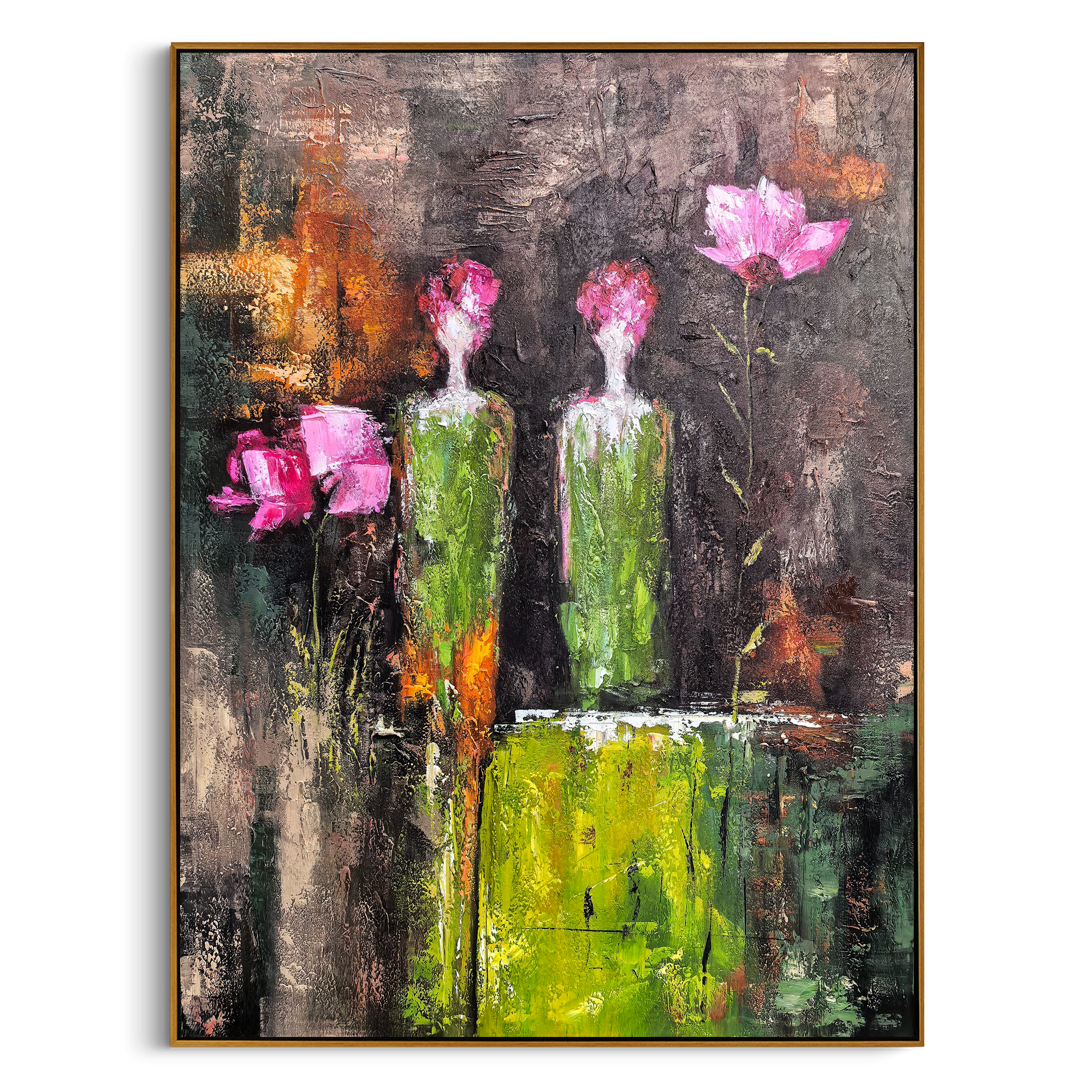 "Valley Echoes" – Neo-Expressionist Heavy Impasto Abstract | Moody Dark Green Textured Gallery Art #PE464
