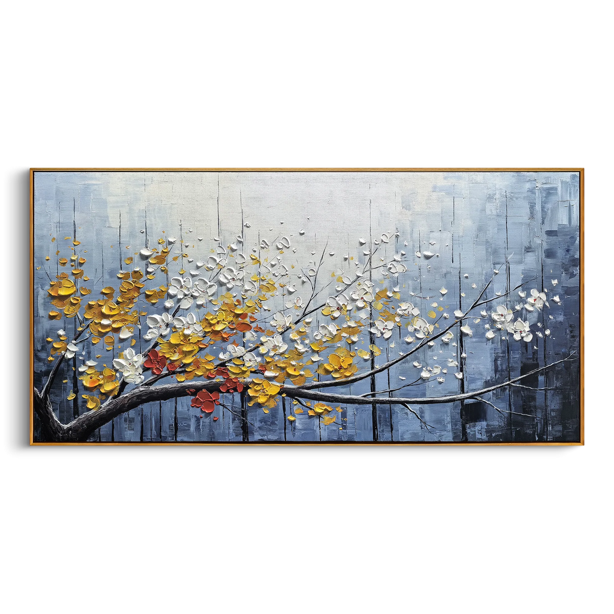 "Azure Quiet Motion" - Modern Abstract Art | 3D Blue & orange Impasto Canvas Painting | Luxury Canvas Wall Art #PT 511