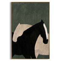 "Shadow Horse" - Minimalist Black Horse Portrait | Textured Modern Equestrian Oil Painting | Luxury Vertical Wall Art #PT 587