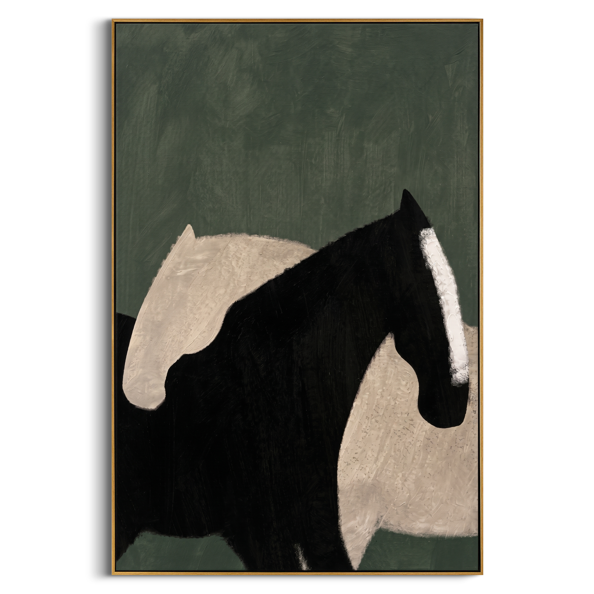 "Shadow Horse" - Minimalist Black Horse Portrait | Textured Modern Equestrian Oil Painting | Luxury Vertical Wall Art #PT 587