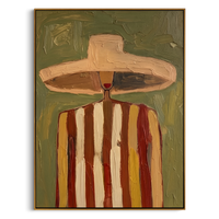 "Striped Silhouette" – Modern Heavy Impasto Abstract Portrait | 3D Olive & Terracotta Palette Knife Painting | Luxury Vertical Wall Art #PE 508