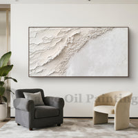"Ivory Coastal Light" is a 100% hand-painted seascape created with professional oil and acrylic paints on high-quality canvas. Its white palette and visible textured strokes give every piece authentic handmade variation and tactile depth.