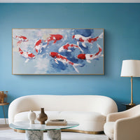 "Azure Shifting Horizon" is a 100% hand-painted abstract artwork created with professional oil and acrylic paints on high-quality canvas. Its blue & red palette and visible textured strokes give every piece authentic handmade variation and tactile depth.