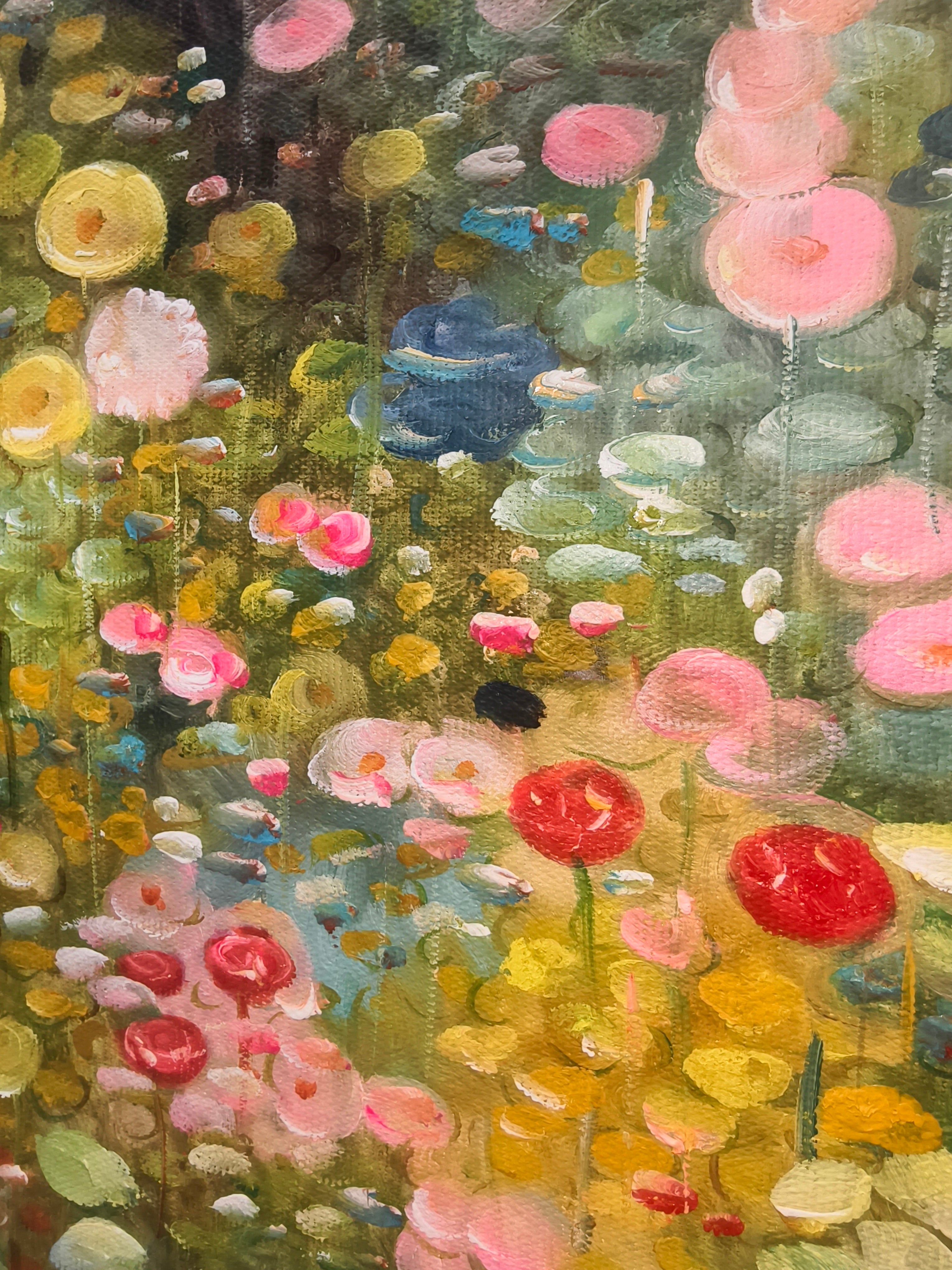 "Summer Secret Garden" – Klimt-Inspired Decorative Floral Oil Painting | Vintage Pastoral Villa Bedroom Wall Art#FL314