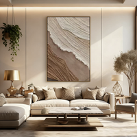 "Earthen Sea Breeze" is a 100% hand-painted seascape created with professional oil and acrylic paints on high-quality canvas. Its brown & white palette and visible textured strokes give every piece authentic handmade variation and tactile depth.