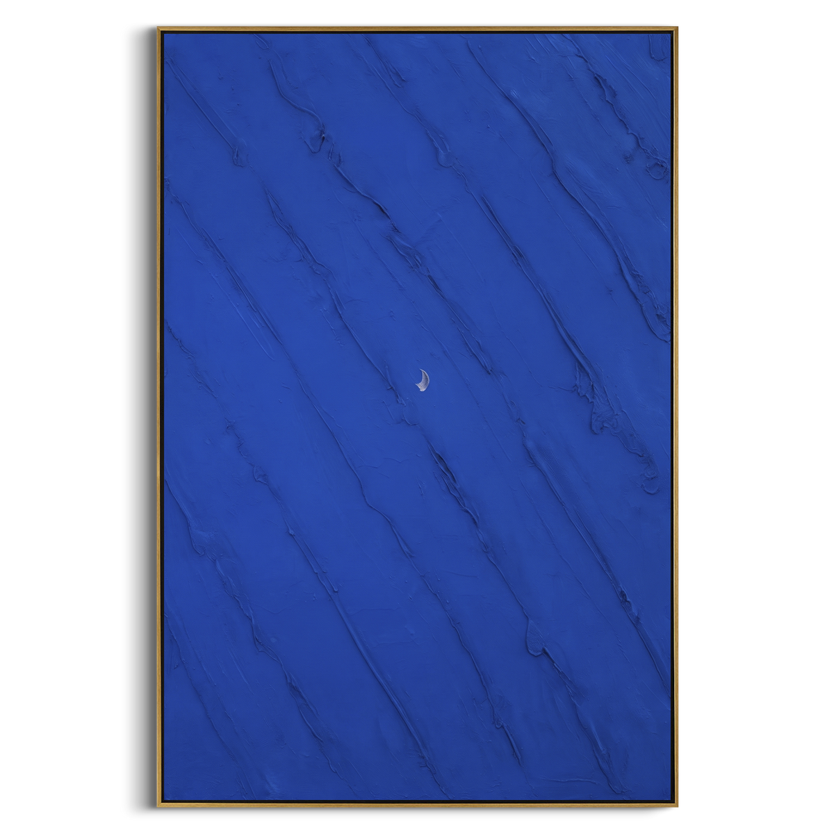 "Minimal Deep Blue Sail Painting" - Modern Heavy Impasto Coastal Landscape | Blue & White Palette Knife Painting | Luxury Vertical Wall Art #PT 1068