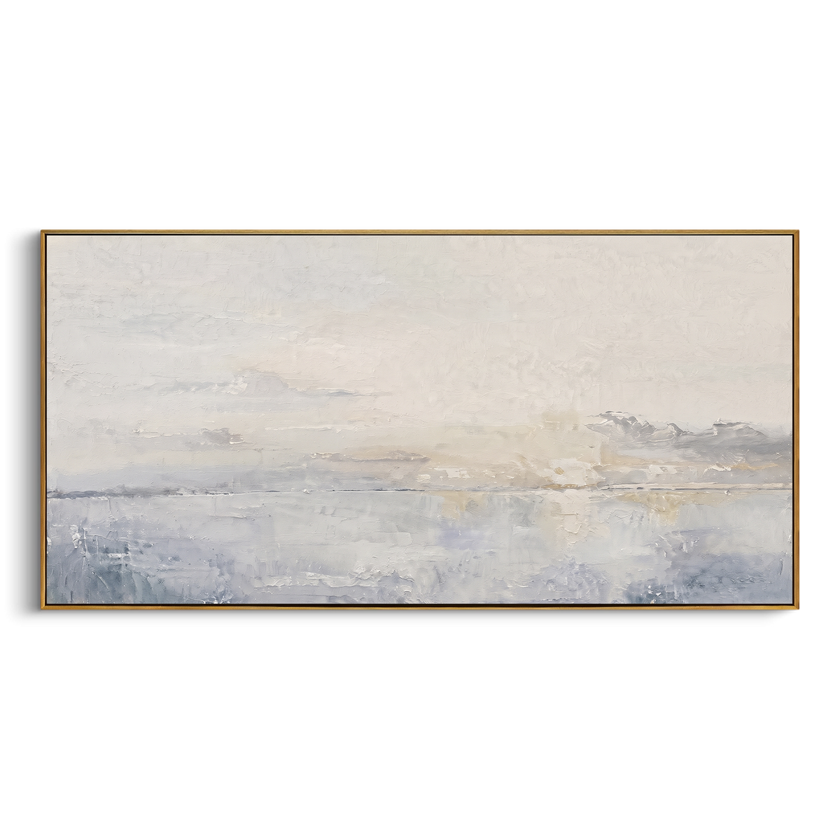 "Misty Seascape Painting" - Modern Heavy Impasto Coastal Landscape | Blue & White Palette Knife Painting | Luxury Horizontal Wall Art #PT 1163