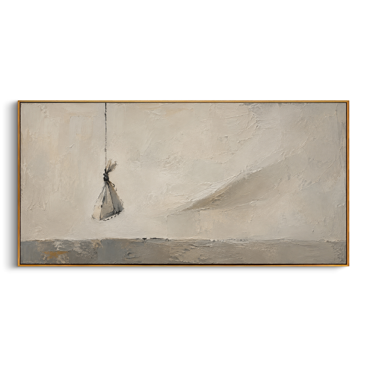 "Aeolus Wind Bag" - Modern Heavy Impasto Odyssey Artwork | White & Grey Palette Knife Painting | Luxury Panoramic Wall Art #PT 1194