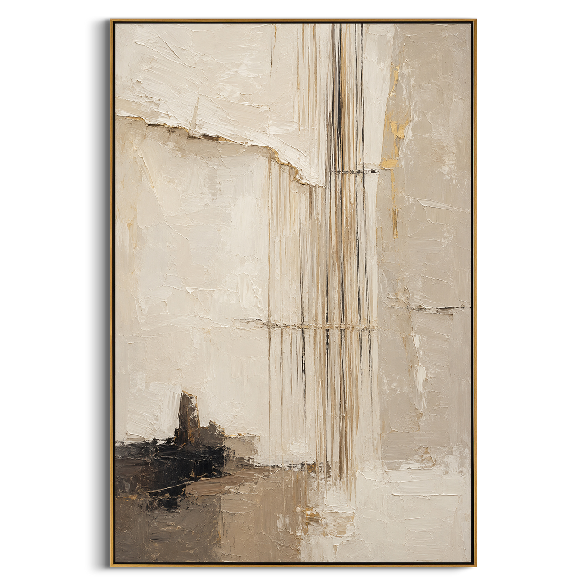 "Odysseus Ship Ropes" - Modern Heavy Impasto Odyssey Artwork | White & Beige Palette Knife Painting | Luxury Vertical Wall Art #PT 1198