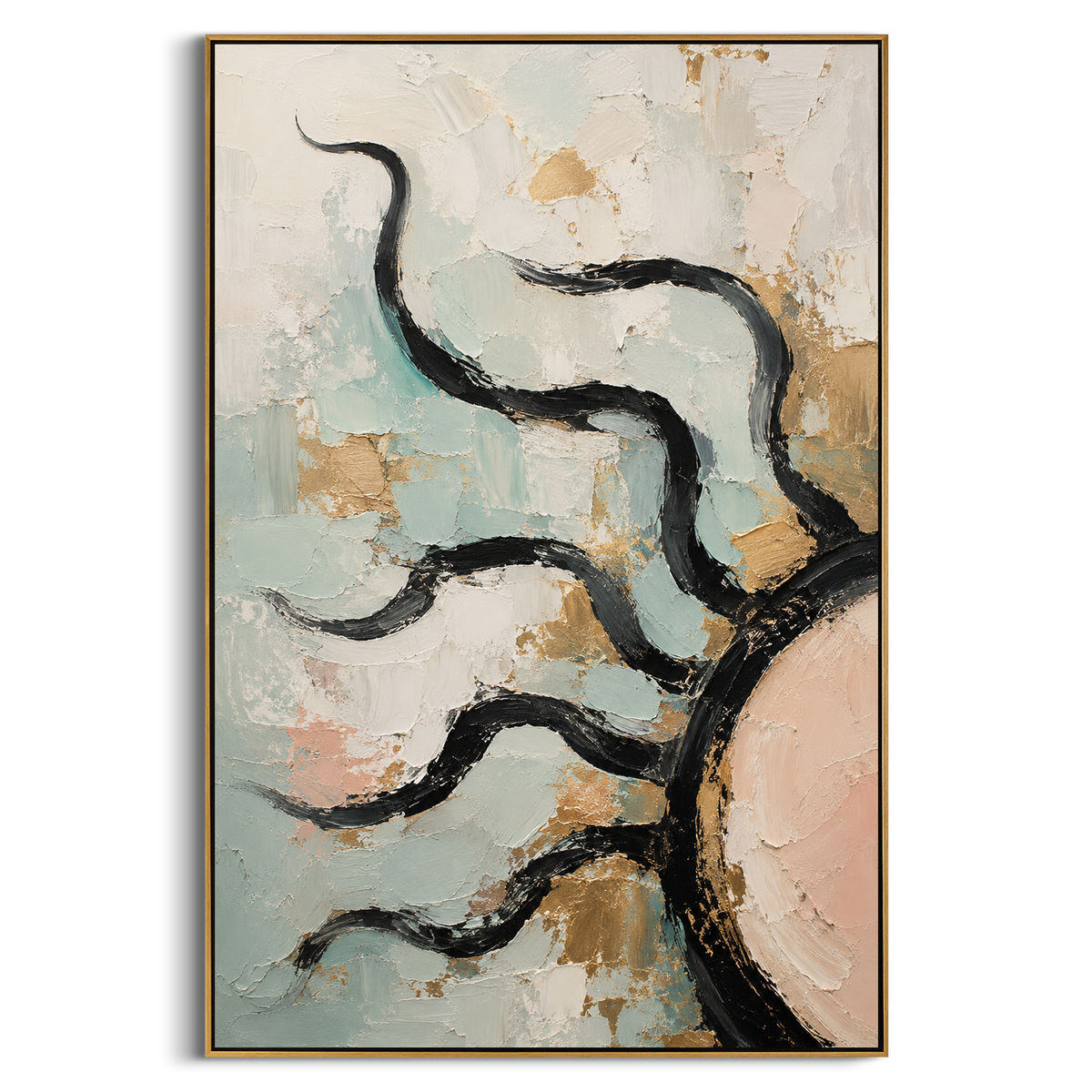 "Scylla Serpent Odyssey" - Modern Heavy Impasto Odyssey Artwork | Blue & Black Palette Knife Painting | Luxury Vertical Wall Art #PT 1204