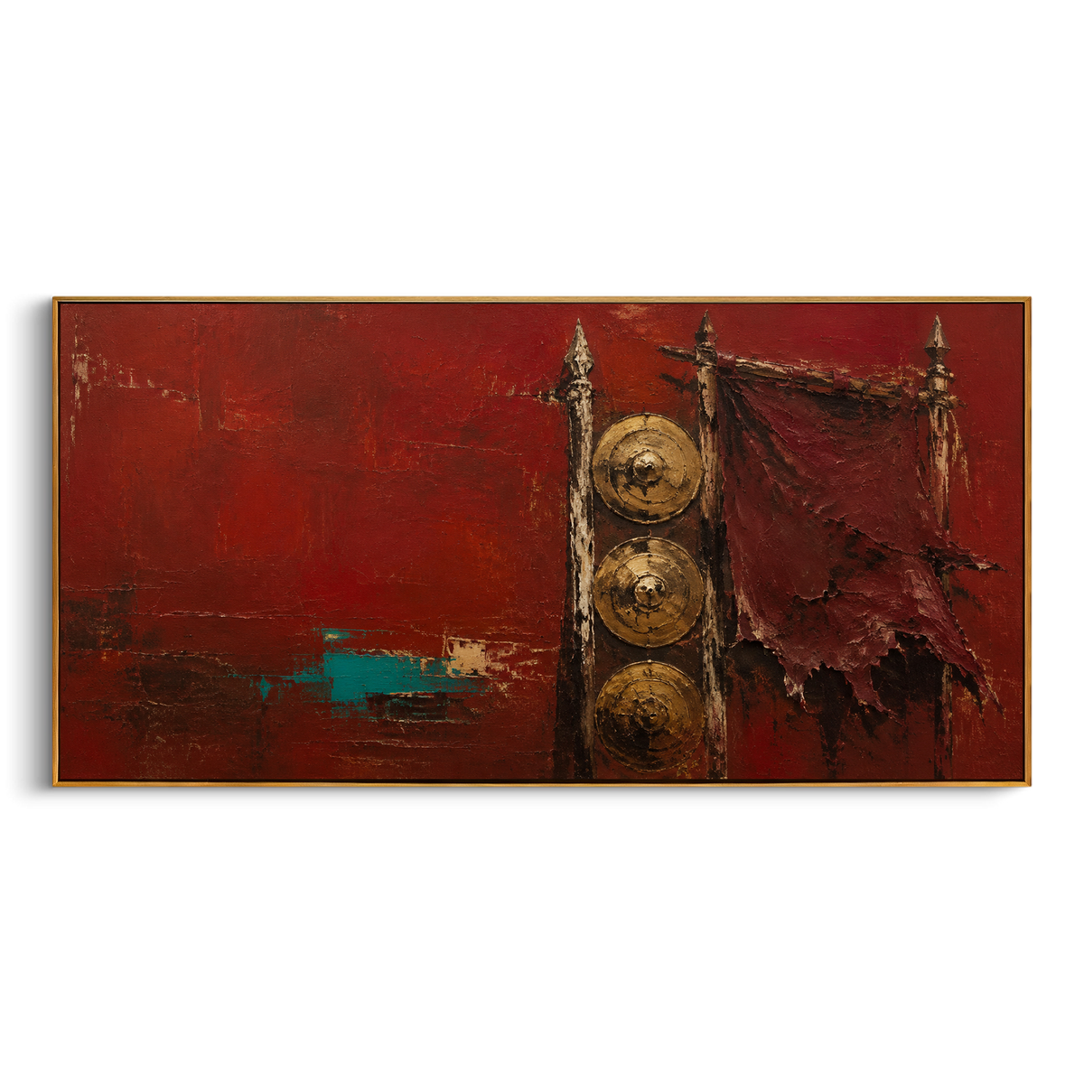 "Cyclops Watching The Returning Sailor" - Modern Heavy Impasto Coastal Landscape | Beige & Black Palette Knife Painting | Luxury Horizontal Wall Art #PT 1269