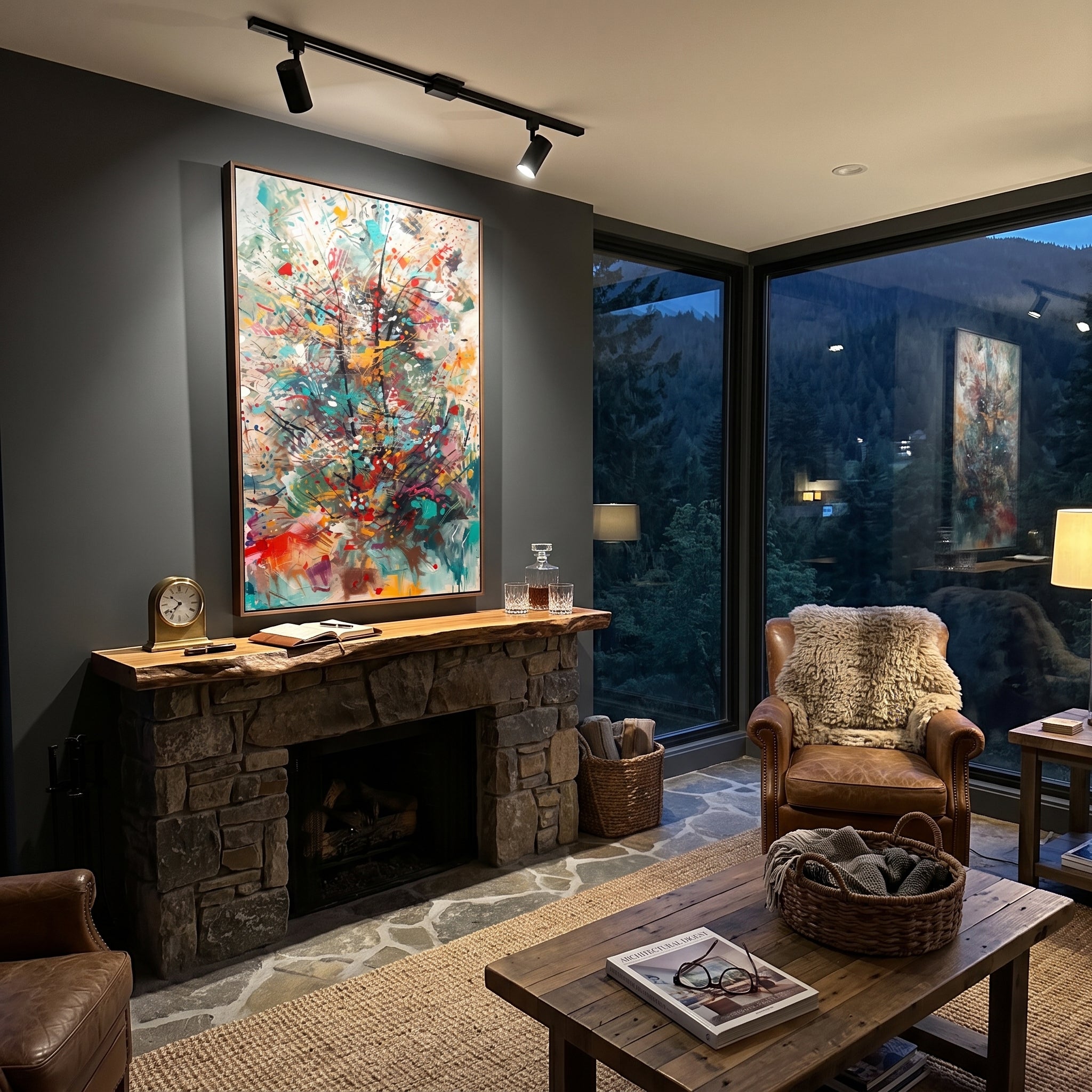 "Turquoise Burst Bohemian Painting" focuses on atmosphere, surface movement, and sculptural heavy impasto craftsmanship rather than a fixed literal storyline. The composition uses this hand-painted vertical canvas presents an energetic bohemian abstract burst with turquoise sweeps, black linear movement, red dots, orange marks, smoky grey layers, and expressive splattered texture as the visual anchor, while layered palette-knife paint, raised plaster-like texture, and softened brush movement