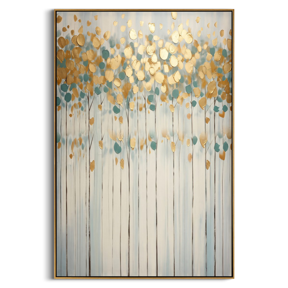 "Black White Blossom Tree Painting" - Modern Heavy Impasto Floral Abstract | Gold & White Palette Knife Painting | Luxury Vertical Wall Art #PT 1424