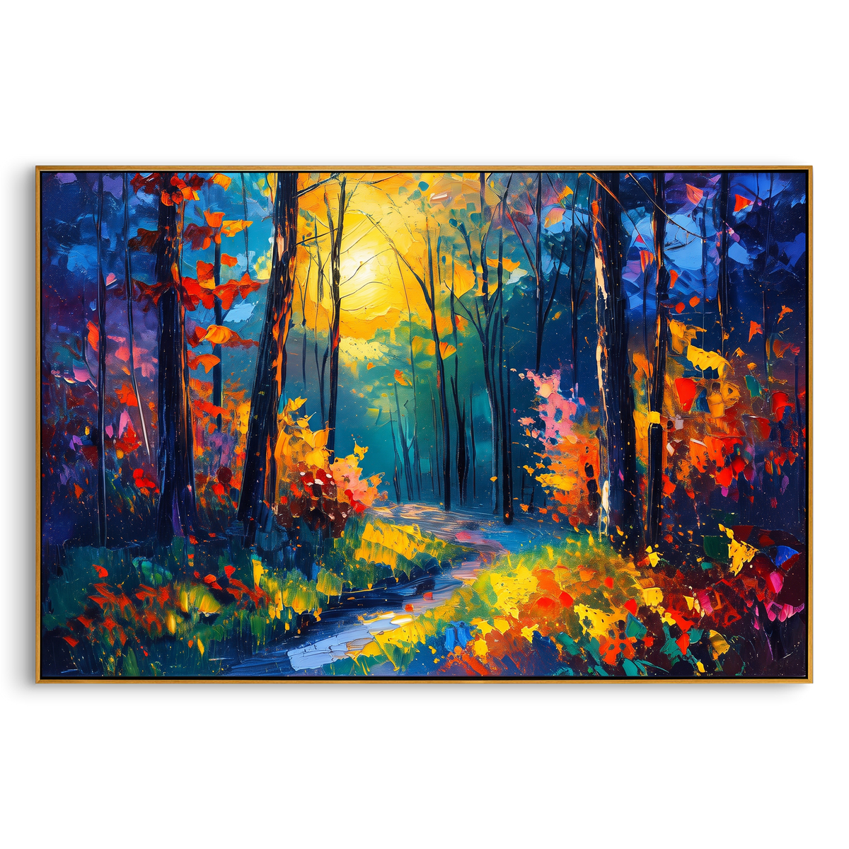 "Orange Autumn Woodland Painting" - Modern Heavy Impasto Abstract Artwork | Orange & Yellow Palette Knife Painting | Luxury Horizontal Wall Art #PT 1435