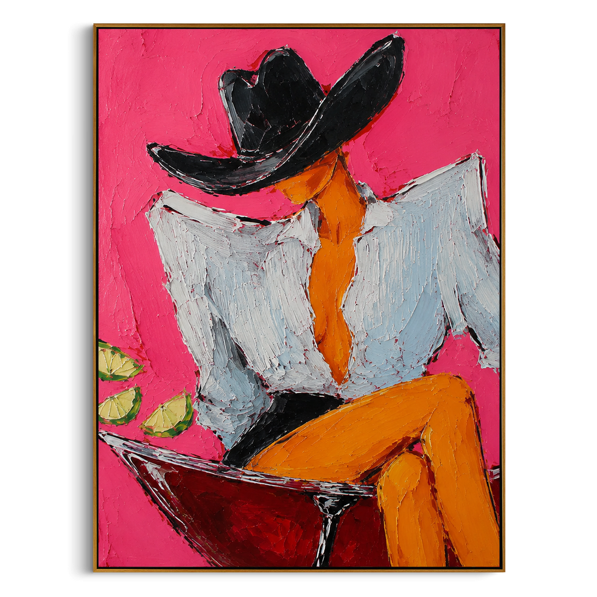 "Sage Jacket Cowboy Portrait Painting" - Modern Heavy Impasto Western Animal Artwork | Green & Beige Palette Knife Painting | Luxury Vertical Wall Art #PT 1529