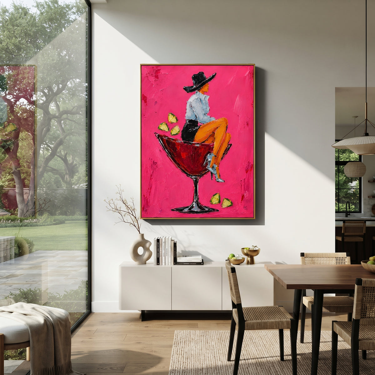 "Sage Jacket Cowboy Portrait Painting" focuses on atmosphere, surface movement, and sculptural heavy impasto craftsmanship rather than a fixed literal storyline. The composition uses this hand-painted vertical canvas presents a standing cowboy in a pale sage jacket, cream shirt, blue grey trousers, and wide beige hat against a warm ivory textured ground as the visual anchor, while layered palette-knife paint, raised plaster-like texture, and softened brush movement create tactile depth across