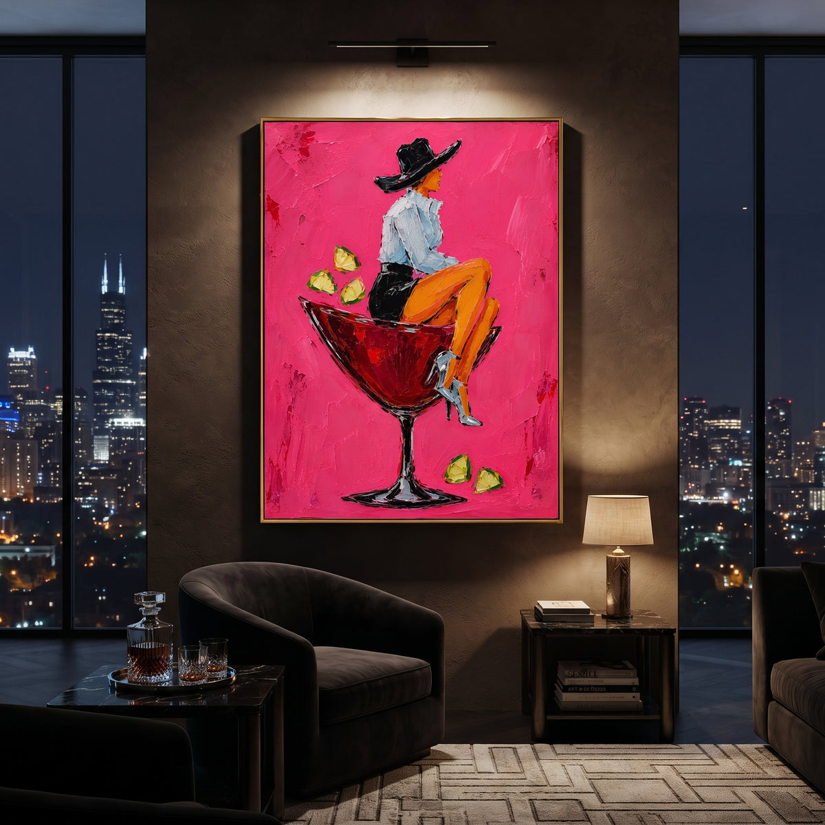 "Sage Jacket Cowboy Portrait Painting" focuses on atmosphere, surface movement, and sculptural heavy impasto craftsmanship rather than a fixed literal storyline. The composition uses this hand-painted vertical canvas presents a standing cowboy in a pale sage jacket, cream shirt, blue grey trousers, and wide beige hat against a warm ivory textured ground as the visual anchor, while layered palette-knife paint, raised plaster-like texture, and softened brush movement create tactile depth across