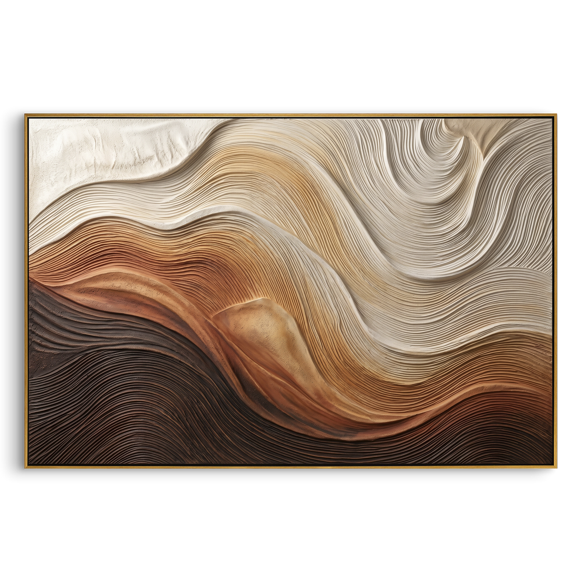 "Warm Sand Dune Relief" - Modern Heavy Impasto Topographic Abstract | Brown & Beige Palette Knife Painting | Luxury Horizontal Wall Art #PT 1695