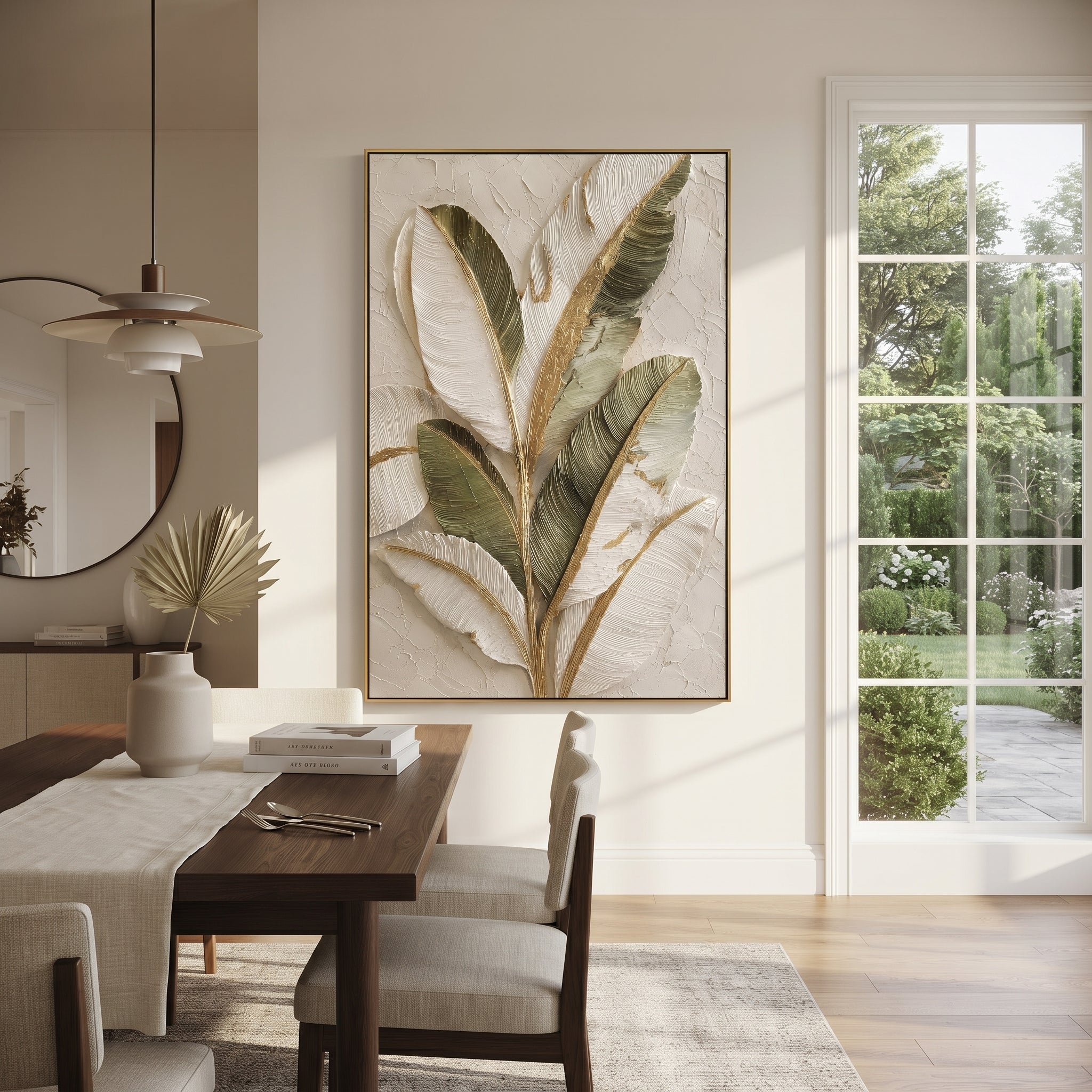 Warm Beige Plaster Relief focuses on this hand-painted vertical textured canvas features warm beige, ivory, and brown abstract plaster layers with raised knife marks and quiet sculptural surface movement. The composition is described from the actual main image, so the visible subject, color balance, spacing, and surface movement stay specific to this product instead of reading like a batch title. Raised palette-knife layers, sculpted impasto ridges, softened brush transitions, and tactile