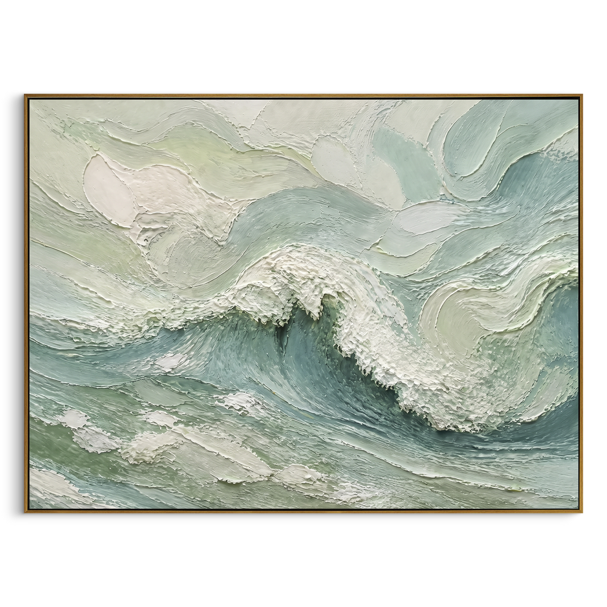 "White Minimal Wave Relief" - Modern Heavy Impasto Ocean Wave Seascape | White & Grey Palette Knife Painting | Luxury Horizontal Wall Art #PT 1741
