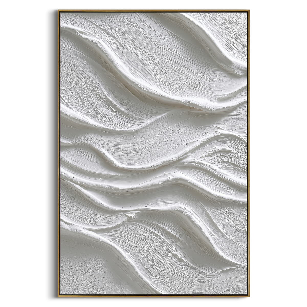 "White Flowing Ridge Relief" - Modern Heavy Impasto Landscape Artwork | White & Grey Palette Knife Painting | Luxury Vertical Wall Art #PT 1743