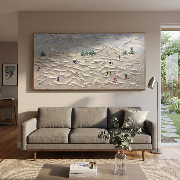 "Soft Horizon Seascape" - Modern Heavy Impasto Coastal Landscape | Blue & White Palette Knife Painting | Luxury Horizontal Wall Art #PT 1789