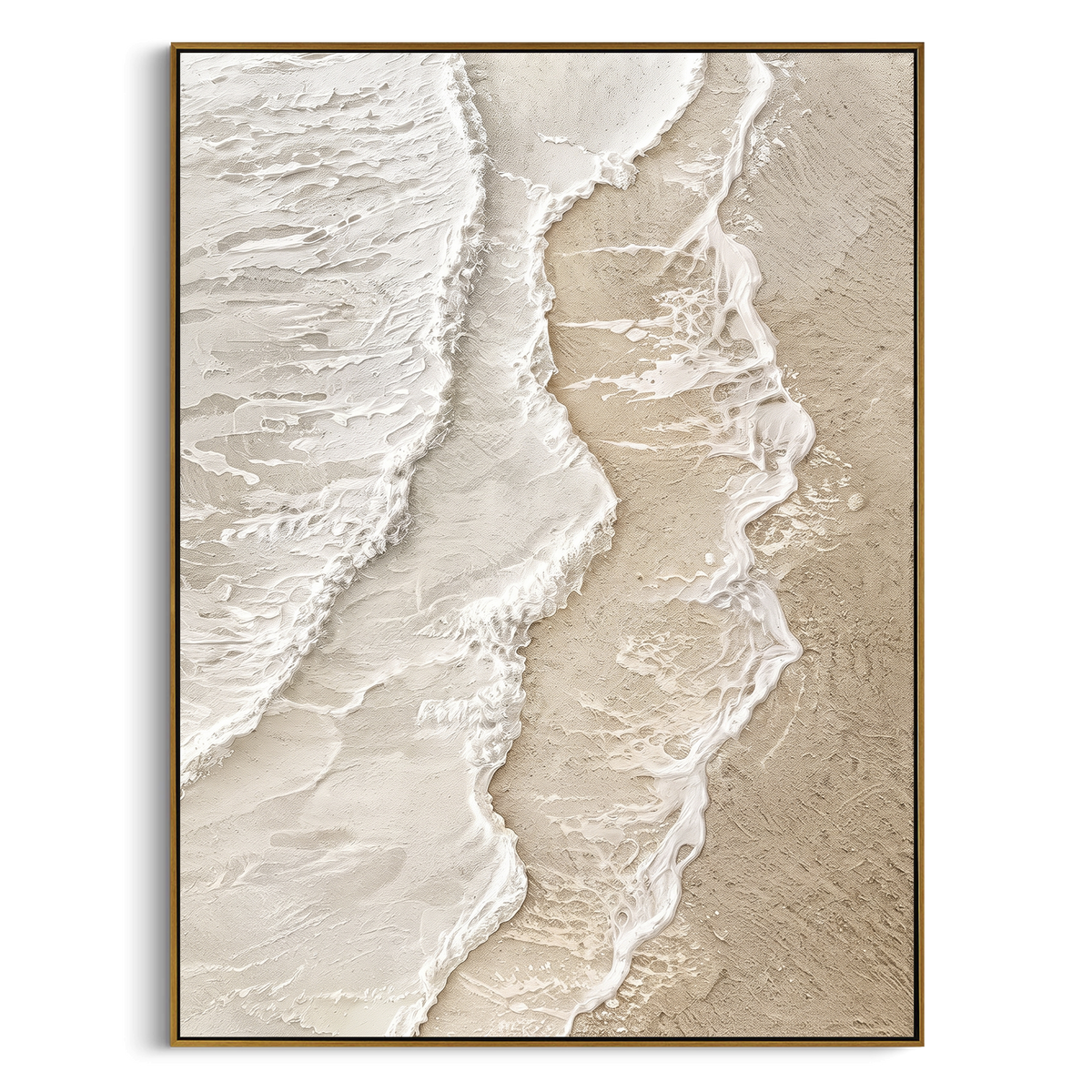 "Beige Torn Paper Relief" - Modern Heavy Impasto Geometric Abstract | Orange & Black Palette Knife Painting | Luxury Vertical Wall Art #PT 1901
