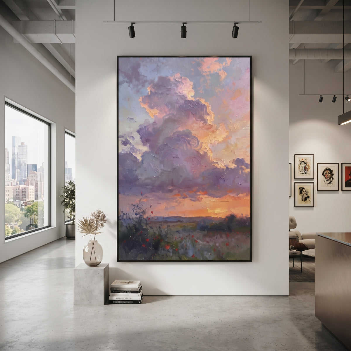 Lavender Sunset Field focuses on this hand-painted textured canvas features layered landforms, mineral color transitions, raised terrain ridges, and atmospheric depth. The composition is described from the actual main image, so the visible subject, color balance, spacing, and surface movement stay specific to this product instead of reading like a batch title. Raised palette-knife layers, sculpted impasto ridges, softened brush transitions, and tactile handmade texture give the canvas