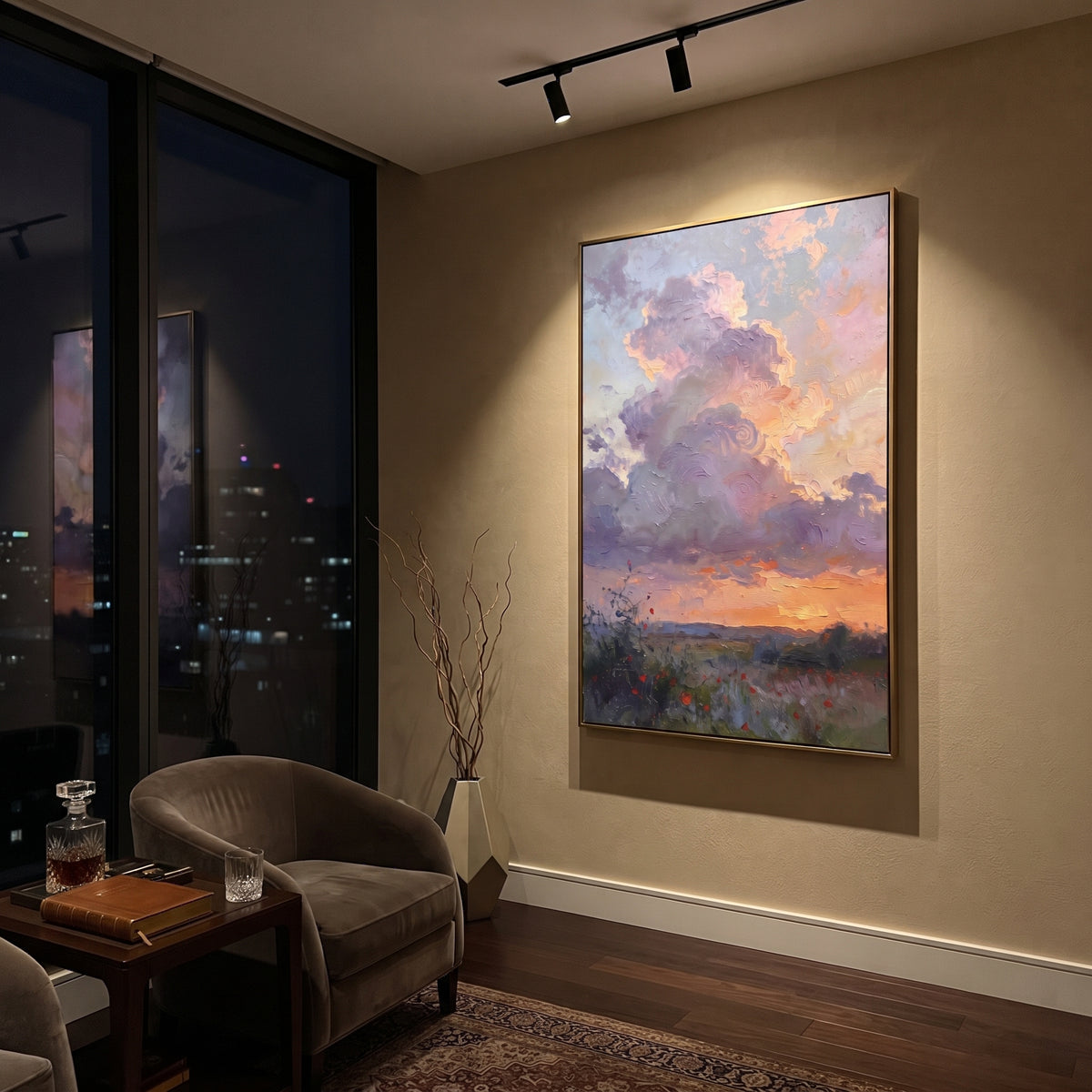 Lavender Sunset Field focuses on this hand-painted textured canvas features layered landforms, mineral color transitions, raised terrain ridges, and atmospheric depth. The composition is described from the actual main image, so the visible subject, color balance, spacing, and surface movement stay specific to this product instead of reading like a batch title. Raised palette-knife layers, sculpted impasto ridges, softened brush transitions, and tactile handmade texture give the canvas