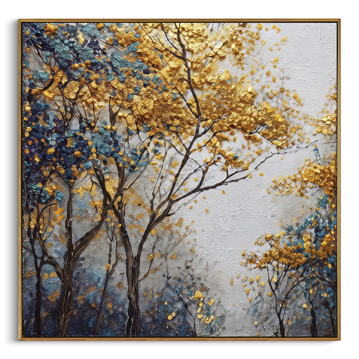 "Rust Birch Column" - Modern Heavy Impasto Botanical Tree Artwork | Orange & White Palette Knife Painting | Luxury Square Wall Art #PT 2243