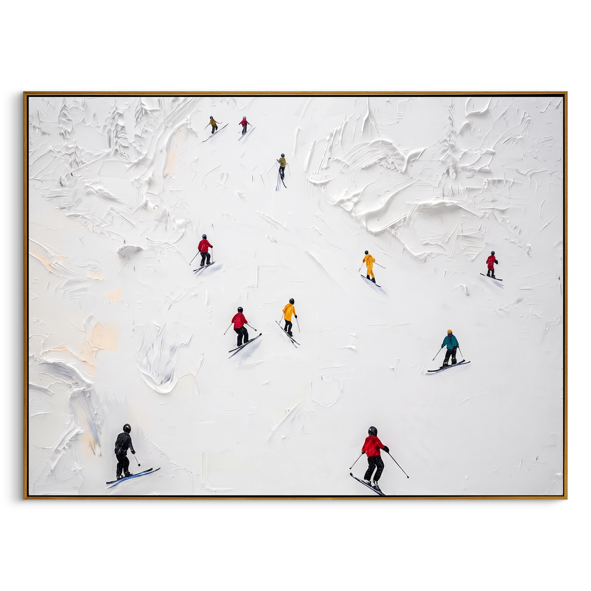 "Summit Ski Valley" - Modern Heavy Impasto Landscape Artwork | Blue & White Palette Knife Painting | Luxury Horizontal Wall Art #PT 2404