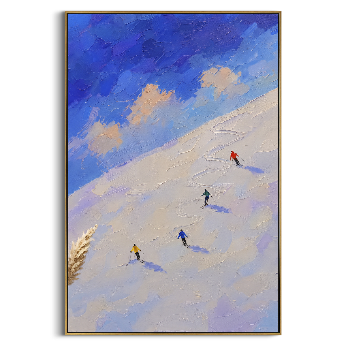 "Fresh Snow Corridors" - Modern Heavy Impasto Landscape Artwork | White & Beige Palette Knife Painting | Luxury Vertical Wall Art #PT 2427
