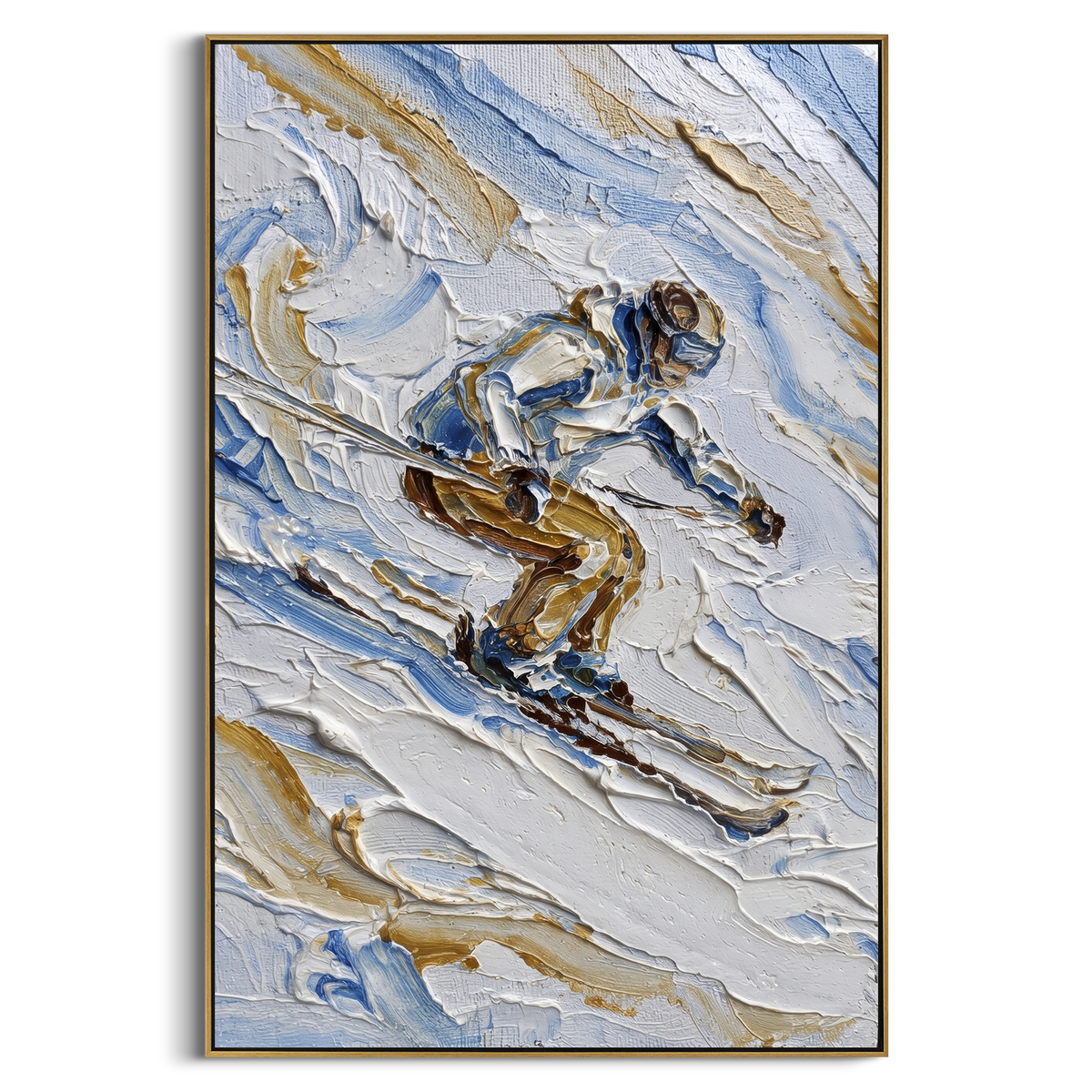 "Ice Snow Trail" - Modern Heavy Impasto Landscape Artwork | Blue & White Palette Knife Painting | Luxury Vertical Wall Art #PT 2428