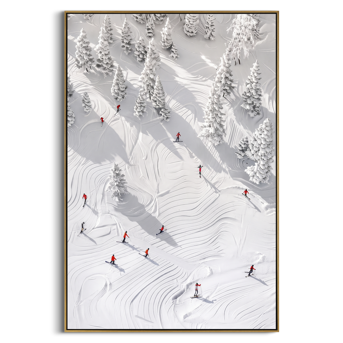 "Downhill Slalom Field" - Modern Heavy Impasto Landscape Artwork | White & Beige Palette Knife Painting | Luxury Vertical Wall Art #PT 2458