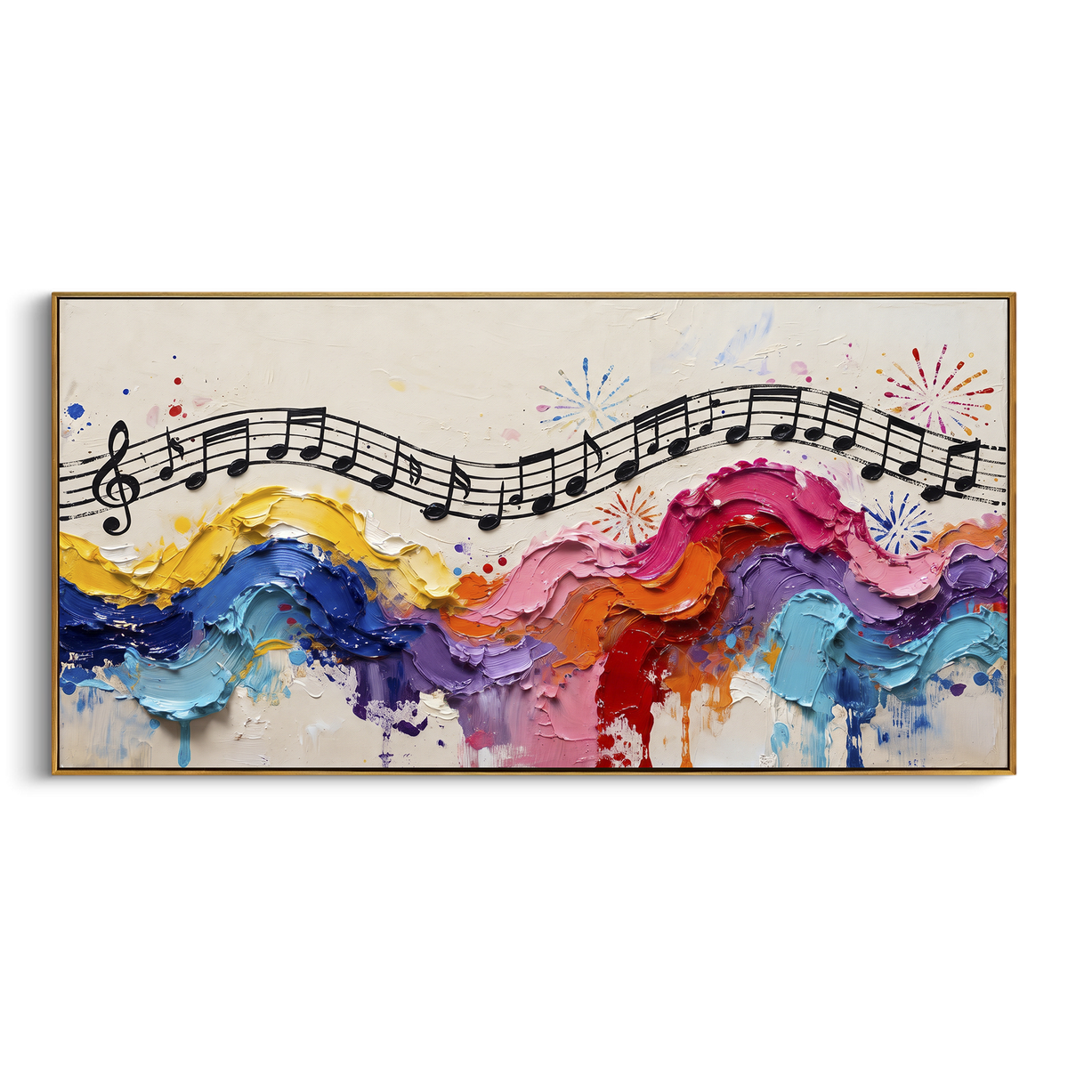 "Swirling Music Wave" - Modern Heavy Impasto Ocean Wave Seascape | Blue & Green Palette Knife Painting | Luxury Horizontal Wall Art #PT 2778