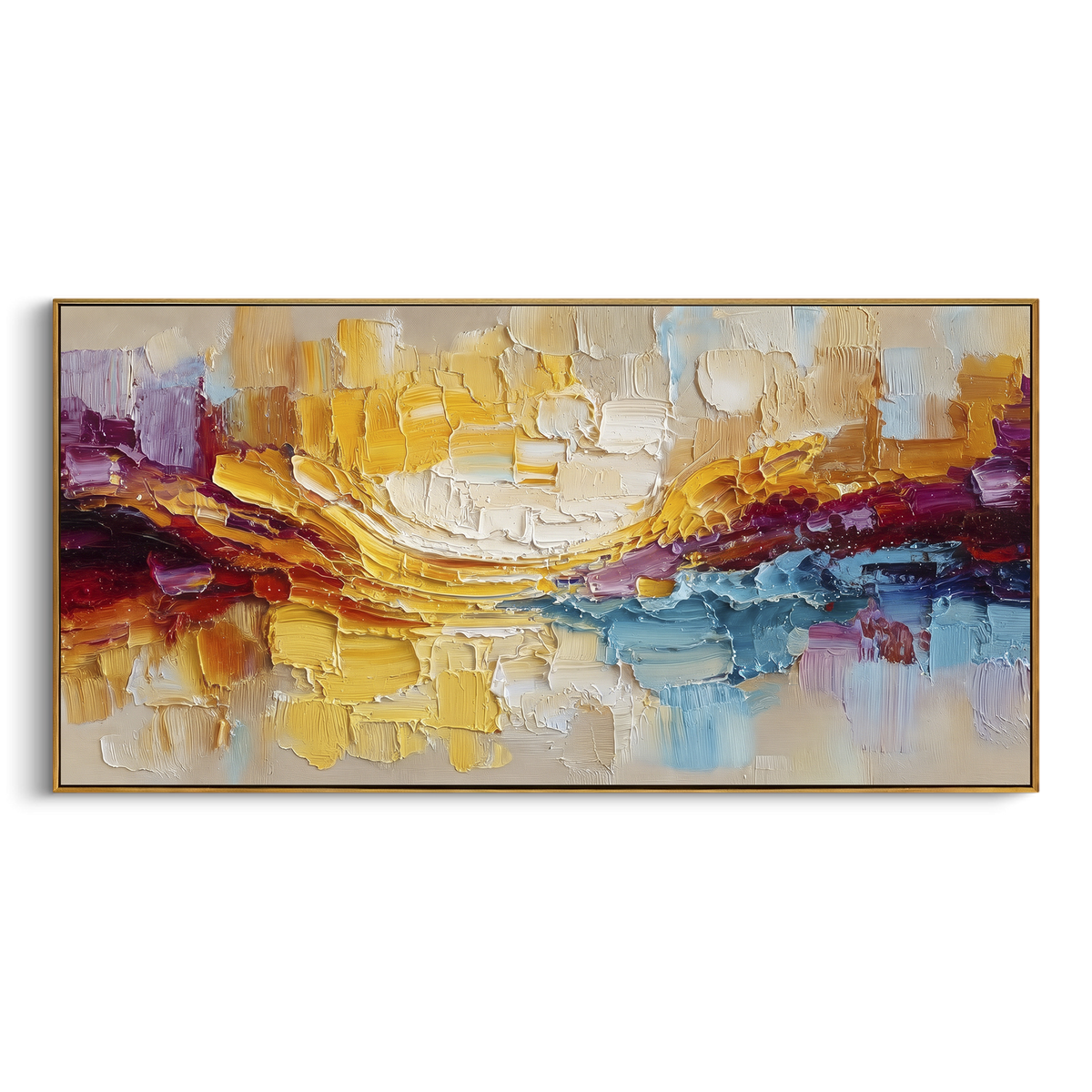 "Sage Ochre Crossing Relief" - Modern Heavy Impasto Geometric Abstract | Green & Gold Palette Knife Painting | Luxury Horizontal Wall Art #PT 2830