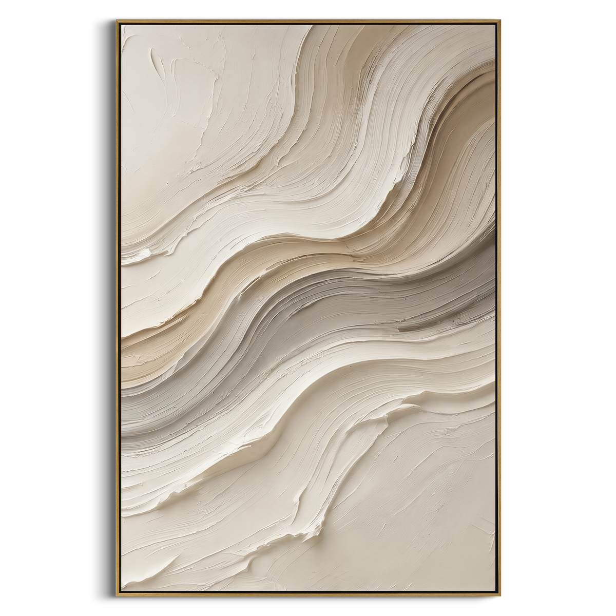 "Slate Gold Ribbon Relief" - Modern Heavy Impasto Geometric Abstract | Grey & Gold Palette Knife Painting | Luxury Vertical Wall Art #PT 2840