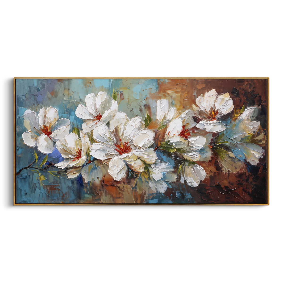 Peach Flower Abstract focuses on a close peach flower built from broad palette-knife petals. The visible subject is placed within a carefully balanced painted field, with the main silhouette, feather, fur, petals, branches, clothing, landscape or background marks kept specific to this artwork. The palette of pink, orange, beige creates the mood through clear warm and cool relationships, while lighter passages open the composition and darker passages give the focal form weight. Raised impasto