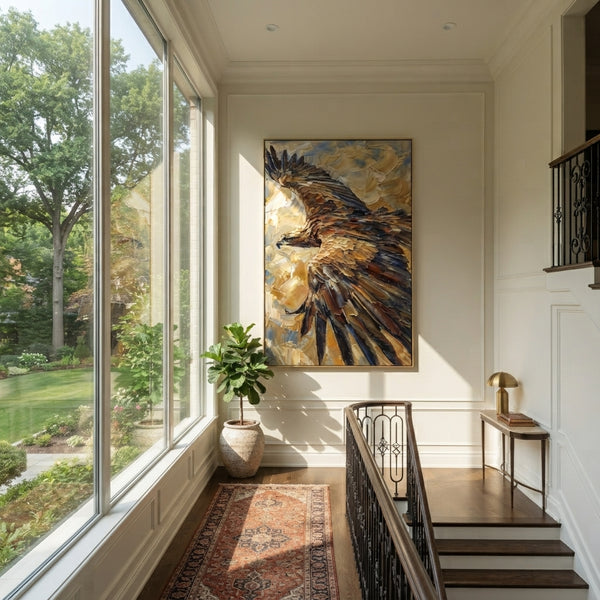 "Eagle Eye Closeup" - Modern Heavy Impasto Floral Abstract | White & Grey Palette Knife Painting | Luxury Vertical Wall Art #PT 2937
