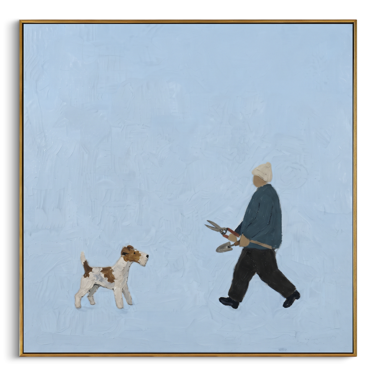 "Playful Luminous Long-Legged Horse" - Modern Heavy Impasto Landscape Artwork | Beige & Black Palette Knife Painting | Luxury Square Wall Art #PT 2975
