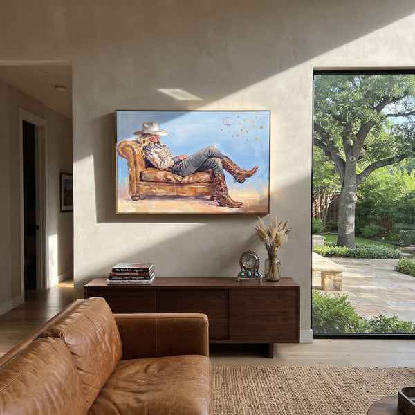 "Cobalt Tender Cool Ridge River" - Modern Heavy Impasto Landscape Artwork | Blue & Grey Palette Knife Painting | Luxury Horizontal Wall Art #PT 2990