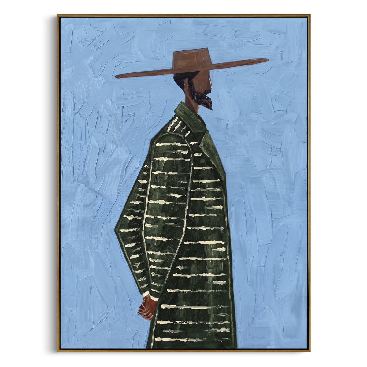 Midnight Tender Mountain River Valley focuses on layered mountain ridges opening toward a bright winding river. The composition keeps the principal subject clearly separated from the painted field, so the eye can follow the specific gesture, silhouette, garment, fur, petal, ridge, or river visible in this artwork. Its color relationships move between beige, black, and blue, with lighter passages opening the focal area and deeper strokes giving the forms weight. Palette-knife edges, impasto