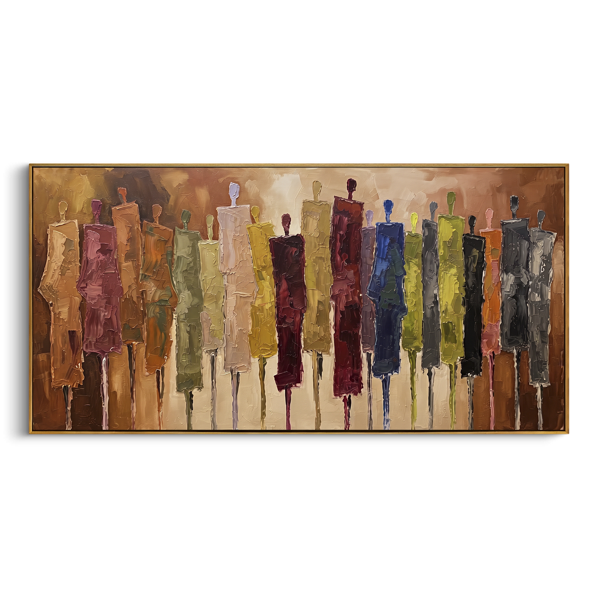 "Cobalt Cobalt Color Figure Chorus" - Modern Heavy Impasto Landscape Artwork | Blue & Grey Palette Knife Painting | Luxury Horizontal Wall Art #PT 3010